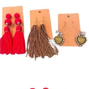 Set of three dangle earrings